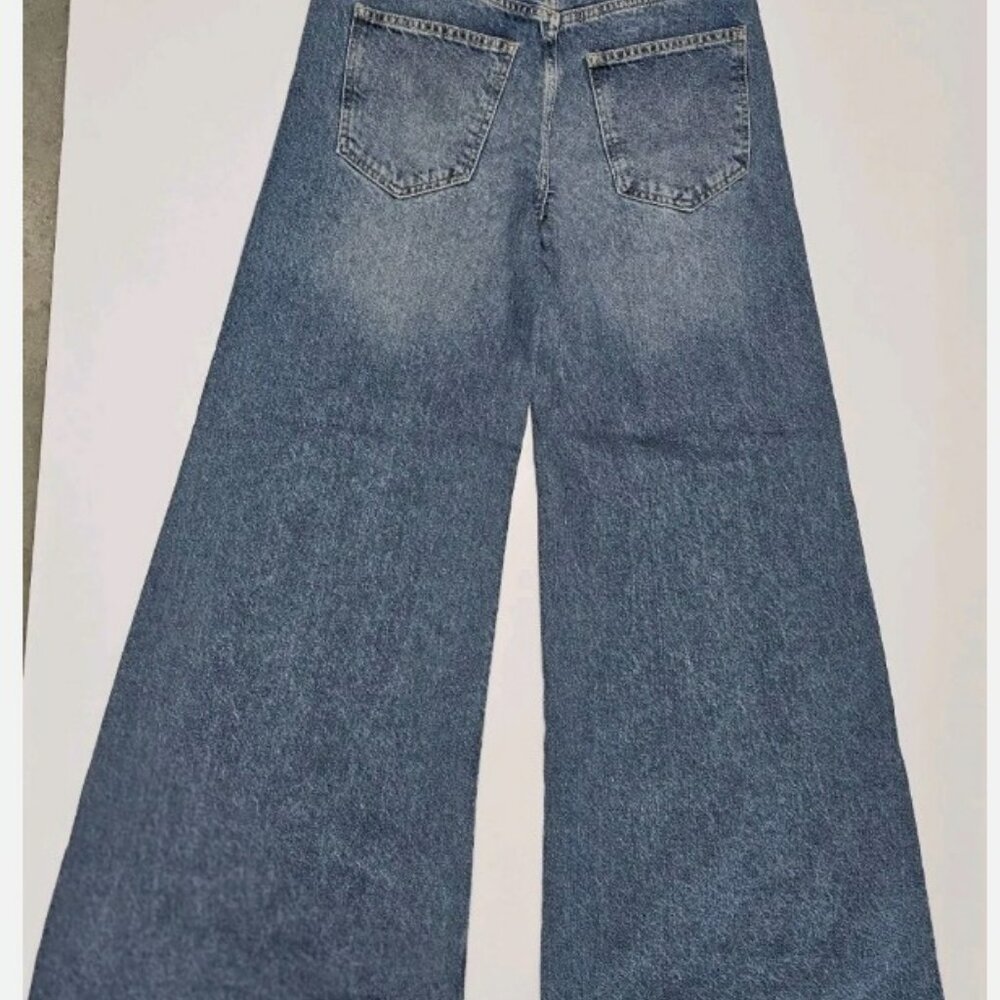 We The Free Wide Leg Flare Jeans in Light Blue Wash - Picture 5 of 10